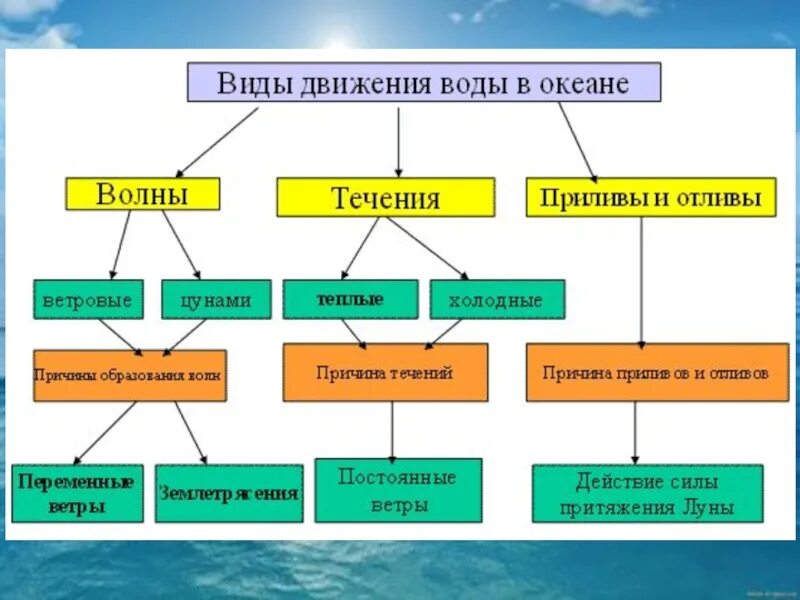 Три группы течений. Схема движения вод мирового океана. Схема движение воды в океане 6 класс география. Типы движения воды в мировом океане. Движение вод мирового океана 6 класс география.