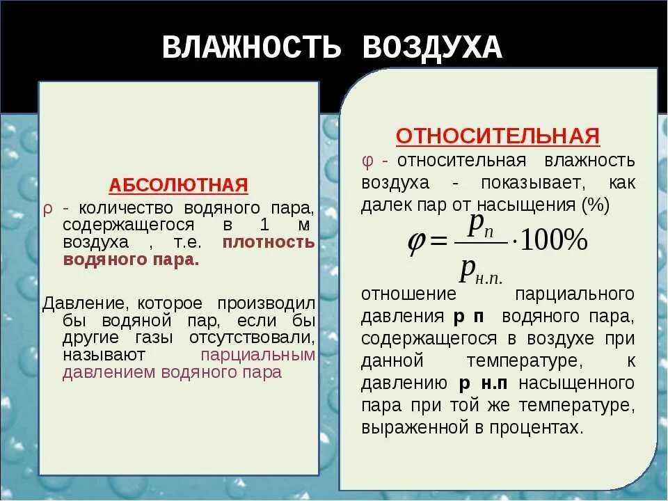 Водяным паром формула. Абсолютная влажность водяного пара формула. абсолютная и относительная влажность воздуха. относительная влажность абсолютная влажность температура формула. формула определения абсолютной влажности.