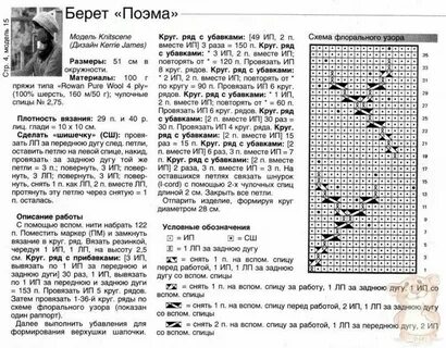 Берет спицами модели и схемы
