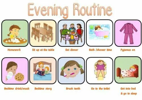 Daily Routine. Daily Routine для детей. Daily Routine картинки. Daily Routine in the Evening. What did you in the afternoon
