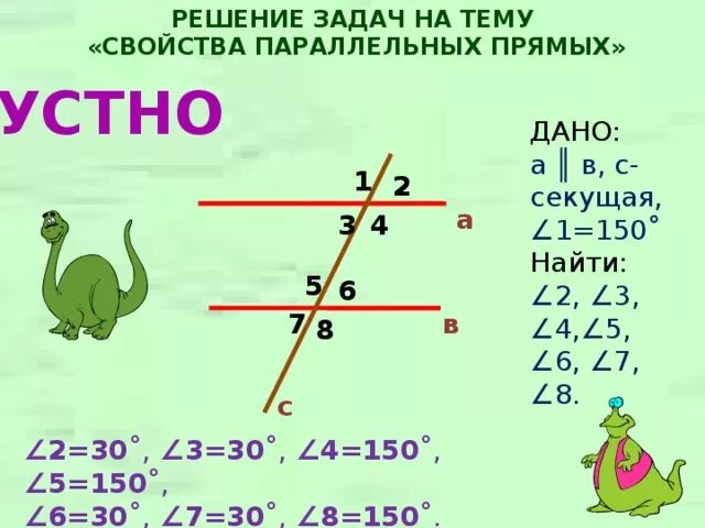 Задачи по теме свойства параллельных прямых. Задачи по теме свойства параллельных прямых