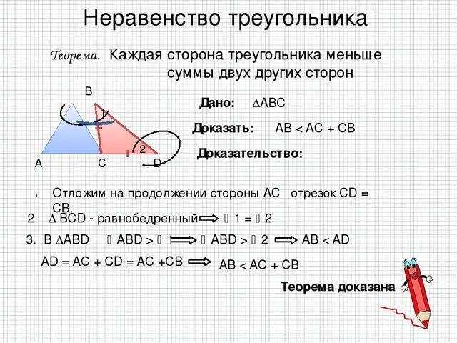 6 неравенство треугольника. Доказательство теоремы неравенство треугольника 8 класс. Теорема о неравенстве треугольника 7 класс доказательство. Доказать теорему о неравенстве треугольника. Сформулируйте неравенство треугольника 7 класс.