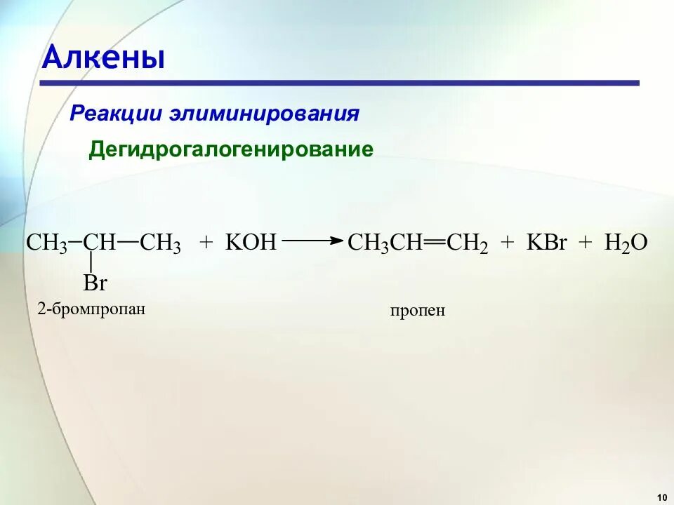 Реакция отщепления дегидрогалогенирование. Способы получения алкенов реакции элиминирования. Дегидрогалогенирование галогенопроизводных. Реакции отщепления элиминирования.