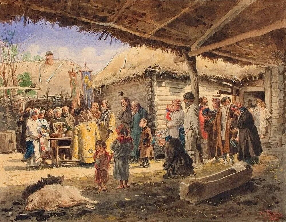Мир русской жизни. Картины владимира маковского молебен на пасхе 1887. владимир маковский молебен на пасху. художник маковский крестьянское хозяйство в картинах. художник владимир егорович маковский &quot;молебен на пасху&quot;.