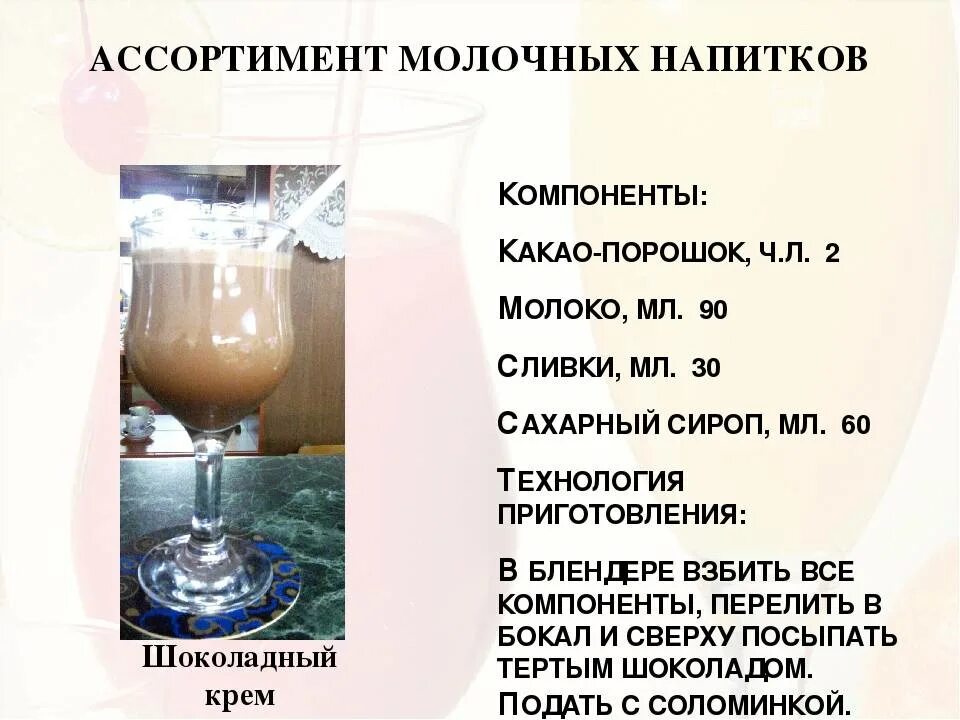 Приготовление напитков разнообразного ассортимента. Ассортимент молочных напитков. технология коктейлей и напитков. молочные коктейли презентация. технология приготовления молочного коктейля.