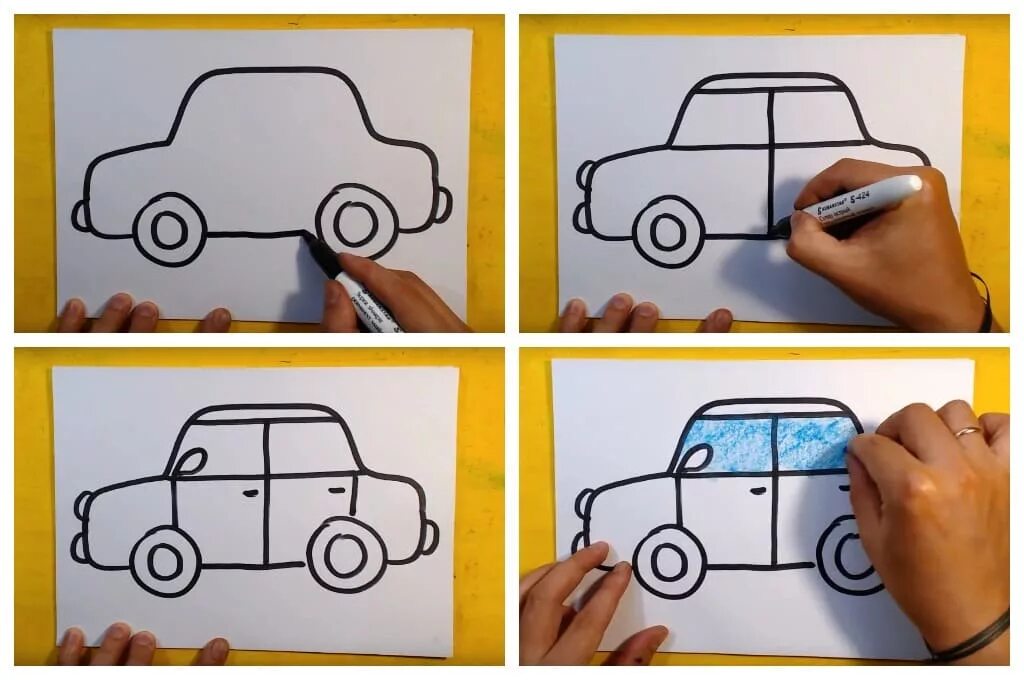 Машины для рисования. Схема рисования машины. Машина для рисования детям. Рисование автомобиля для детей. Включите легкие машины