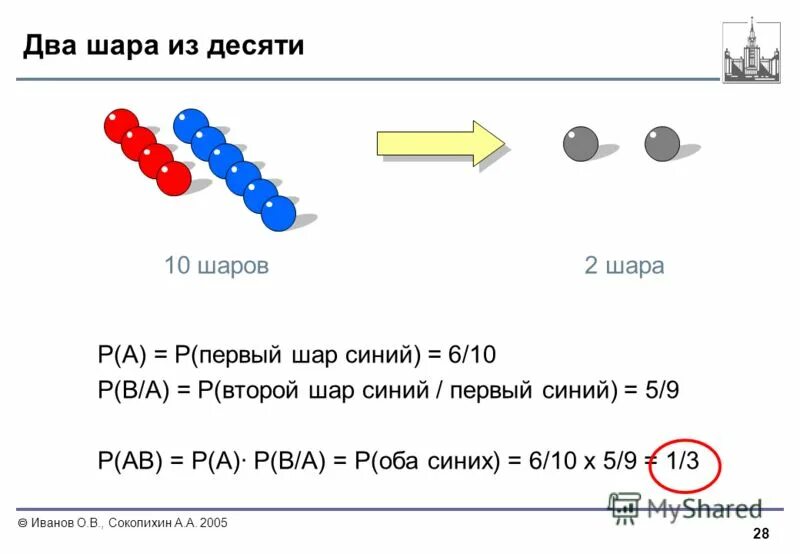 Даны два шара 10 и 2