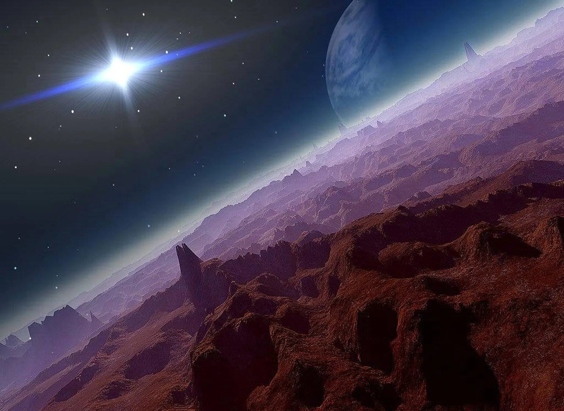 пейзажи далеких планет. планеты дальнего космоса. красота космоса. просторы космоса. космический портал.