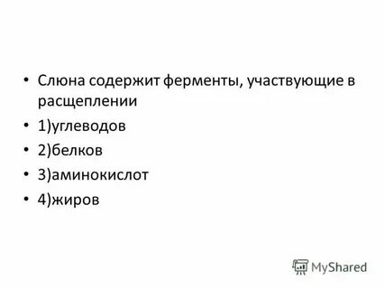 Слюна расщепляет белки жиры углеводы