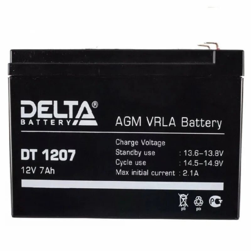 Dt 1207 12v 7ah. DT 1207 Delta аккумуляторная батарея. Аккумулятор Delta DT 1207 (12v 7ah). Дельта аккумулятор 12v 7ah. Аккумулятор герметичный свинцово-кислотный Delta DT 1207.