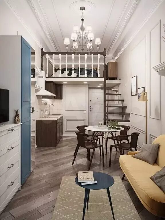 Дизайн студии с антресолей Aménager sa cuisine sous la mezzanine Aménagement petit appartement, Comment amé