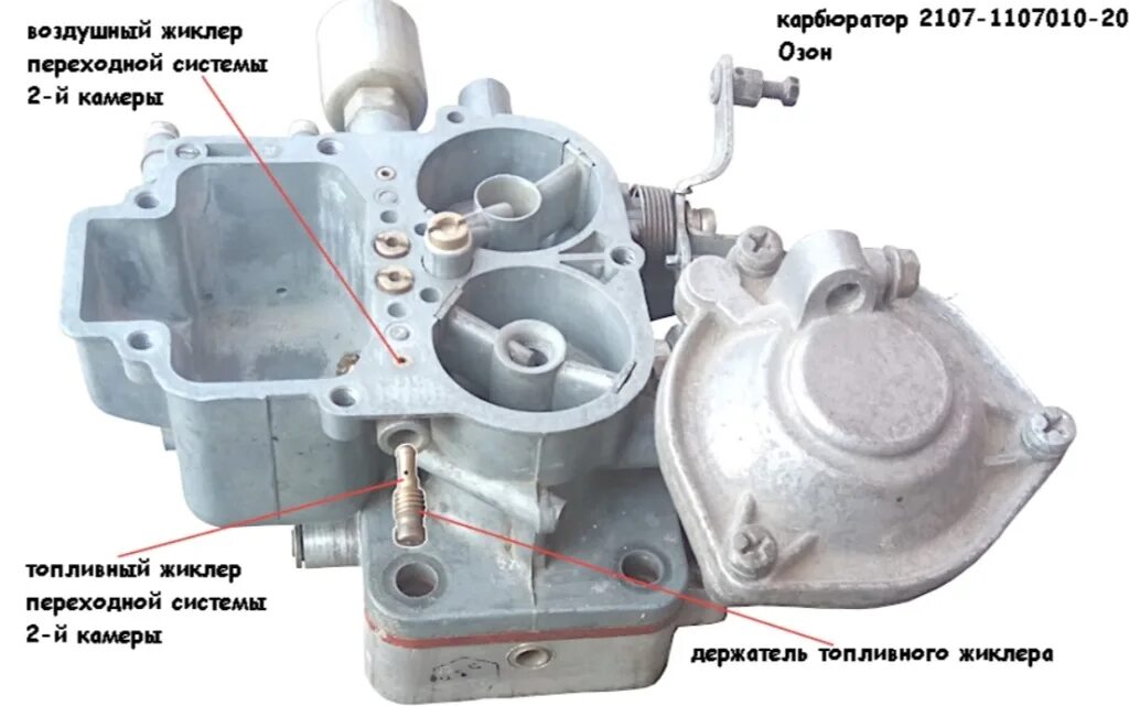 Жиклёры карбюратора ВАЗ 2107. Карбюратор 2107 1 камера. Озон 2107 переходная система 2 камеры. ВАЗ 2107 карбюратор жиклер топлива. Как крепится карбюратор