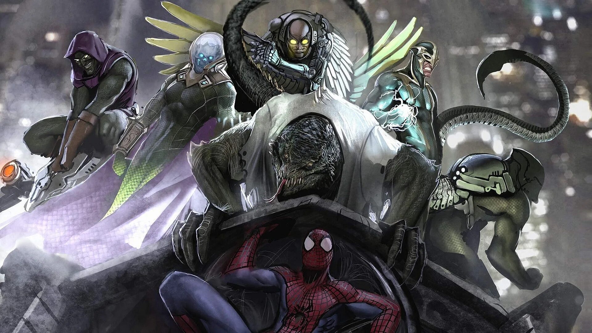 Зловещая шестёрка Марвел. Зловещая шестерка Marvel Spider man. Зловещая шестерка зеленого Гоблина. Зловещая 6 человек паук.
