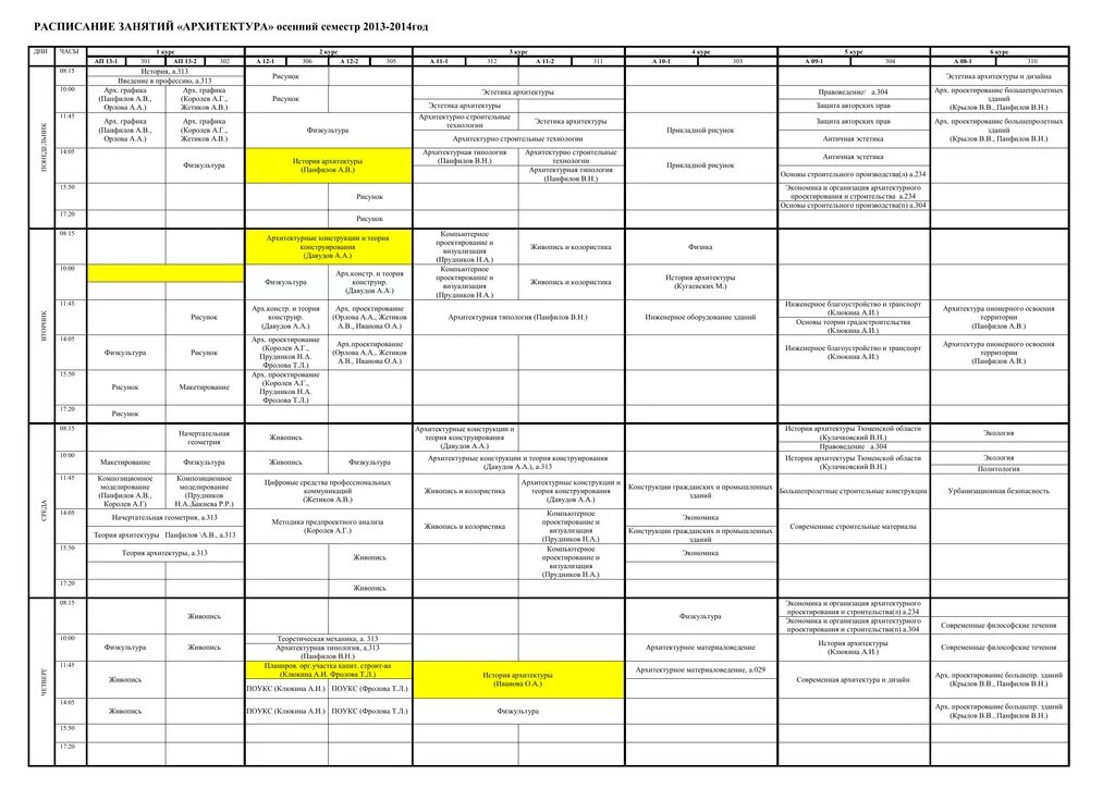Архитектурный колледж расписание. Расписание занятий архитектура. Осенний семестр. Расписание занятий осенний семестр. Расписание занятий в университете.