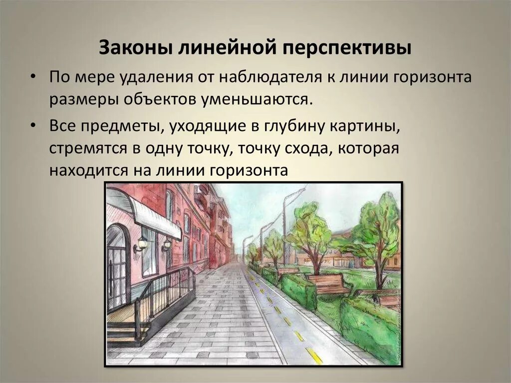 Урок 6 класс перспектива. Линейная перспектива точка схода. Линейная перспектива линия горизонта. Линейная перспектива и воздушная перспектива рисунок. Изображение воздушной перспективы.