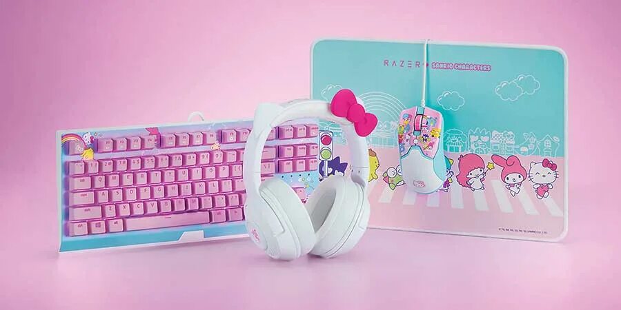 Razer hello kitty. Razer hello kitty клавиатура. razer hello kitty наушники. клавиатура razer blackwidow x sanrio limited edition hello kitty. razer x sanrio наушники.