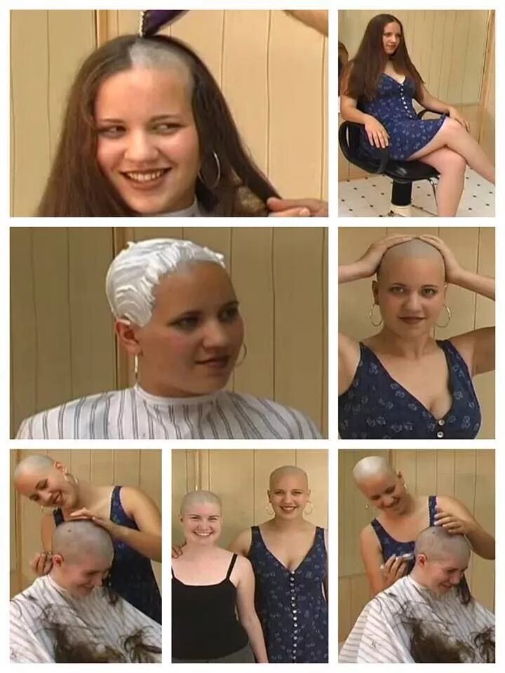 Девочек подстригают налысо. Стрижка наголо до и после. Прическа после химиотерапии. Девушку стригут налысо. Прически на лысеющую голову женщине.