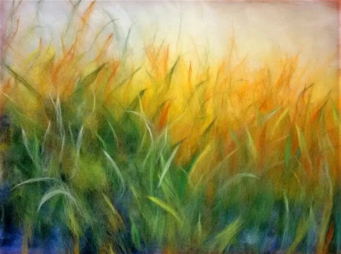 Картины из шерсти. Пейзаж из шерсти простой. Шерстяная акварель горы. Шерстяная живопись. Поле шерстью.