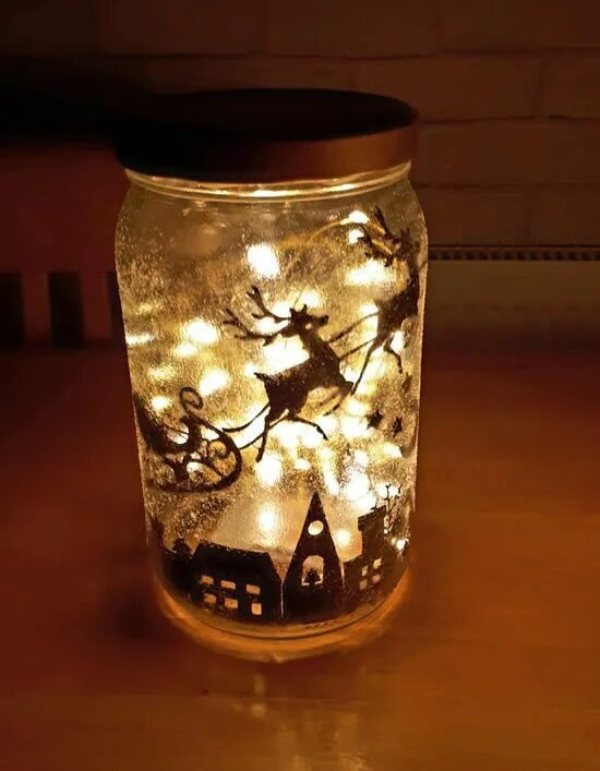 Christmas Town DIY Jar Candle Mason jar christmas crafts, Christmas jars, Diy ho