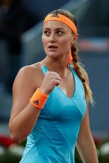 Kristina Mladenovic Seen during a match during the Mutua Mad