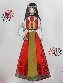 Как рисовать национальный костюм