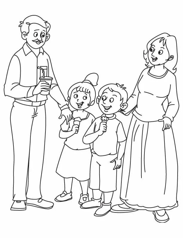 Распечатать рисунок семьи