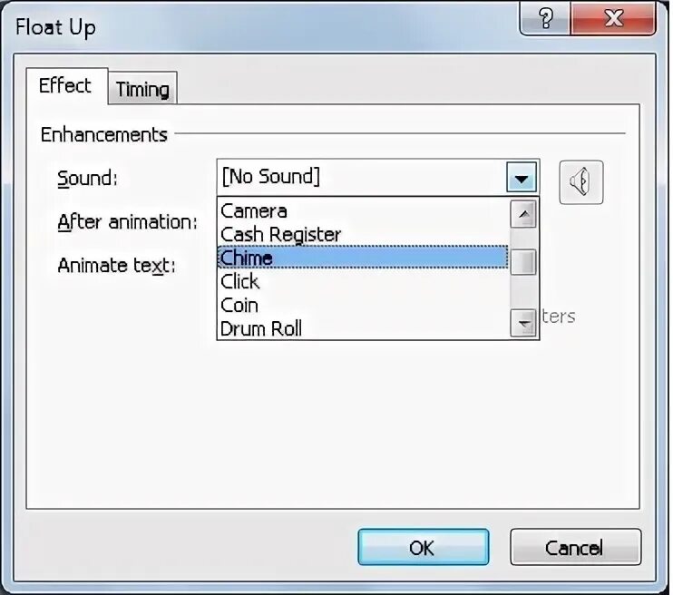 Effect options. Effect options
