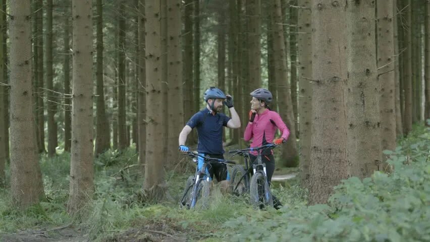 Through the cycle. Cycle through the forest.