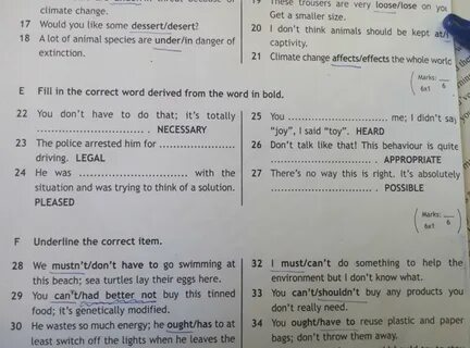 Write down the correct word