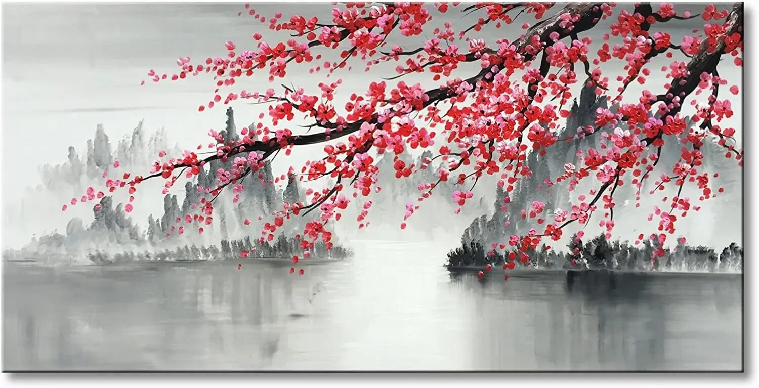 Modern Wall Painting JiangNan Spring Scenery Oil Painting On Canvas Chinoiserie 
