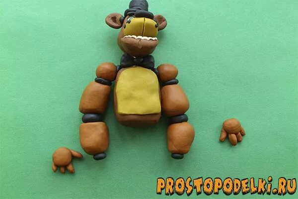 фредди фазбер из пластилина. мишка фредди из пластилина. медведь из пластилина. поделки из пластилина фнф. фнаф из пластилина фредди.