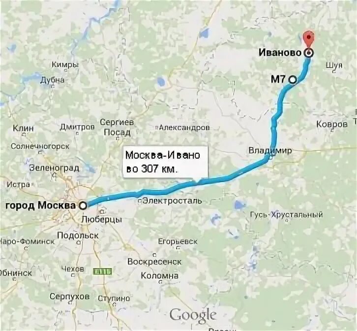Ковров расстояние до москвы