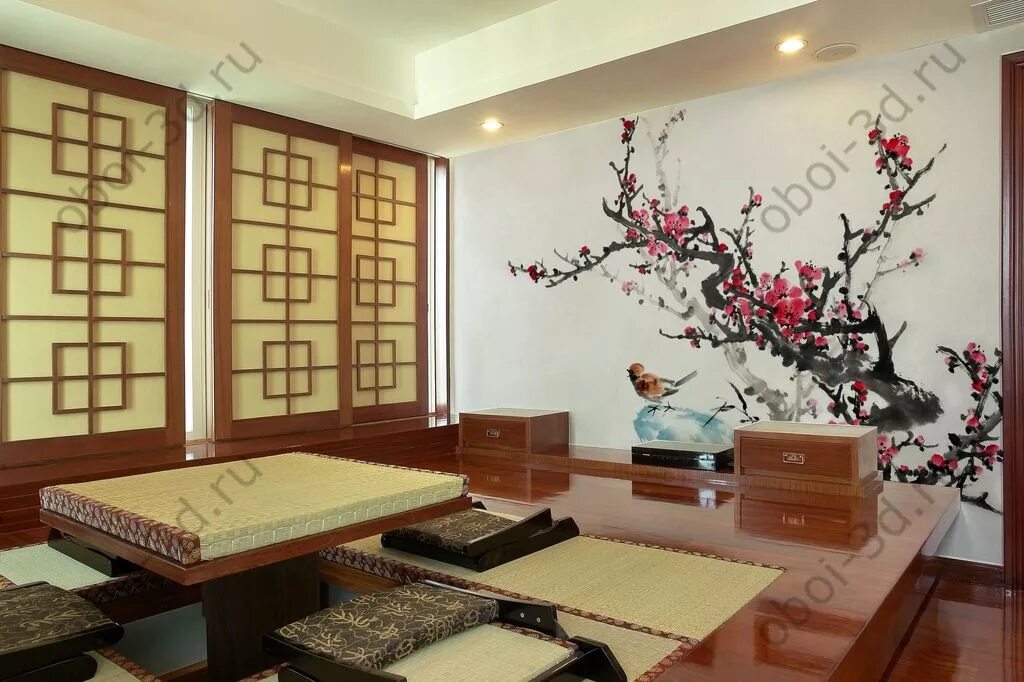 Стиль сакура. Стена в японском стиле. Японский стиль в интерьере. Комната в японском стиле. Гостиная в китайском стиле.