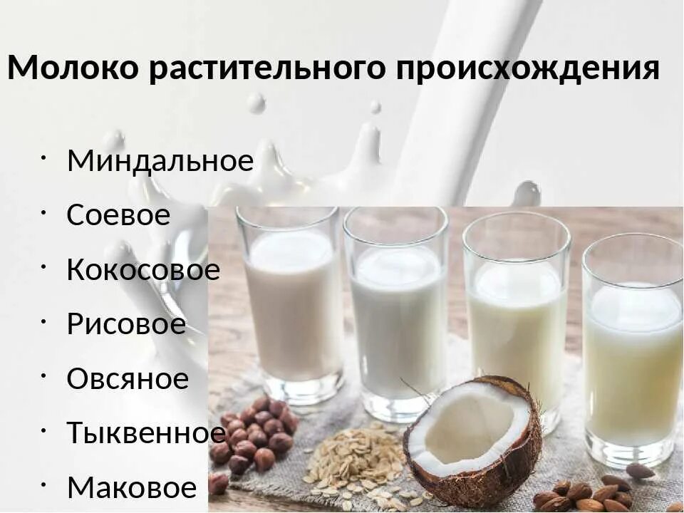 Есть ли польза в молоке. Молоко растительного происхождения. Виды молока. Виды растительного молока. Растительное молоко разновидности.