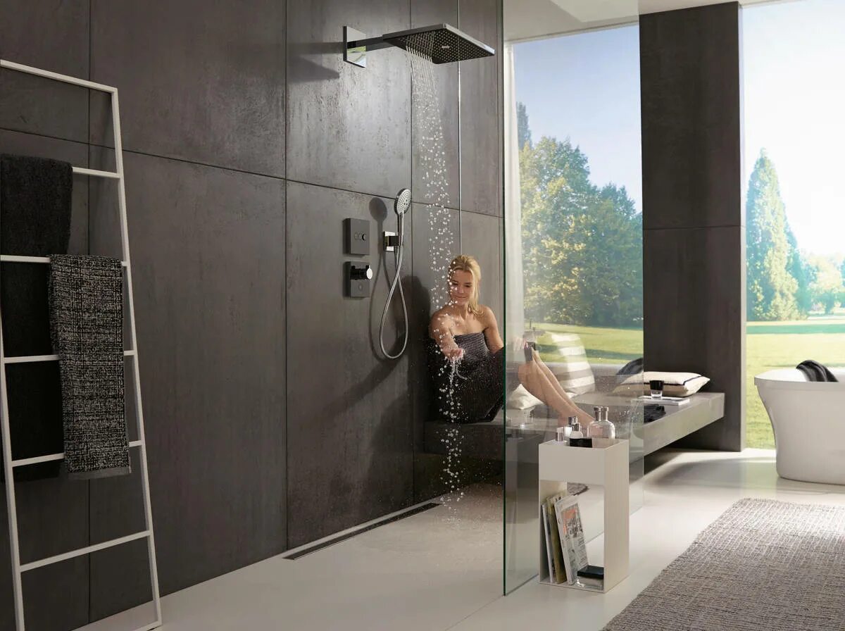 Hansgrohe showerselect. Hansgrohe showerselect highfow. душевая панель хансгрое с термостатом. hansgrohe showerselect s.