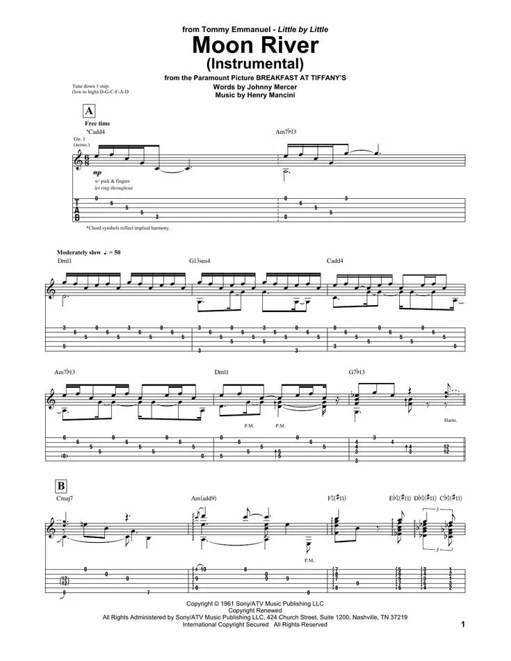 Нот мун. Гитар буги Томми Эммануэль. Гитара Moon River. Sheet Music Moon River. Moon River Tabs.