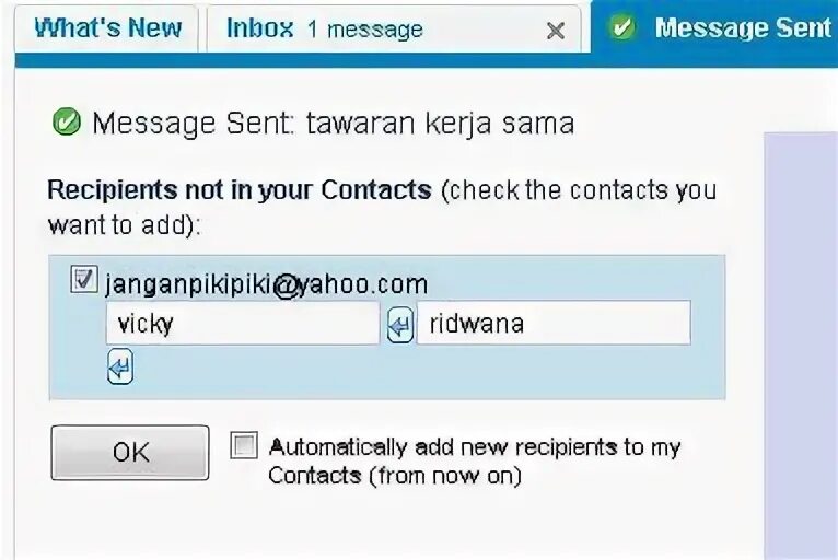 Recipient's contacts