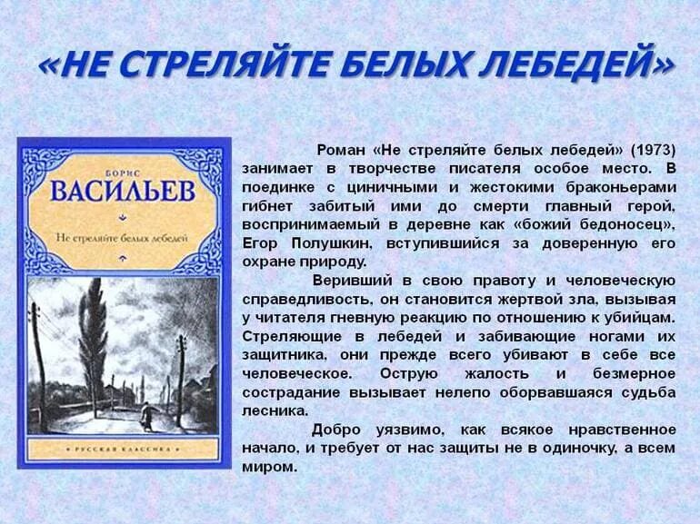 Белые лебеди краткое содержание. Повесть б. Васильева "не стреляйте в белых лебедей". Не стреляйте в белых лебедей краткое содержание. Б Васильев не стреляйте в белых лебедей. Рассказ не стреляйте в белых лебедей.