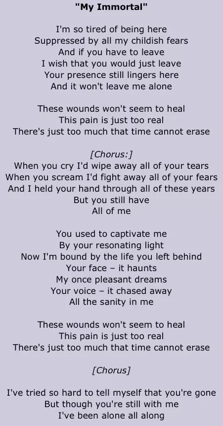 Песня my immortal. Evanescence my Immortal текст. Evanescence Immortal текст. Эванесенс май иммортал текст. Текст песни my Immortal Evanescence.