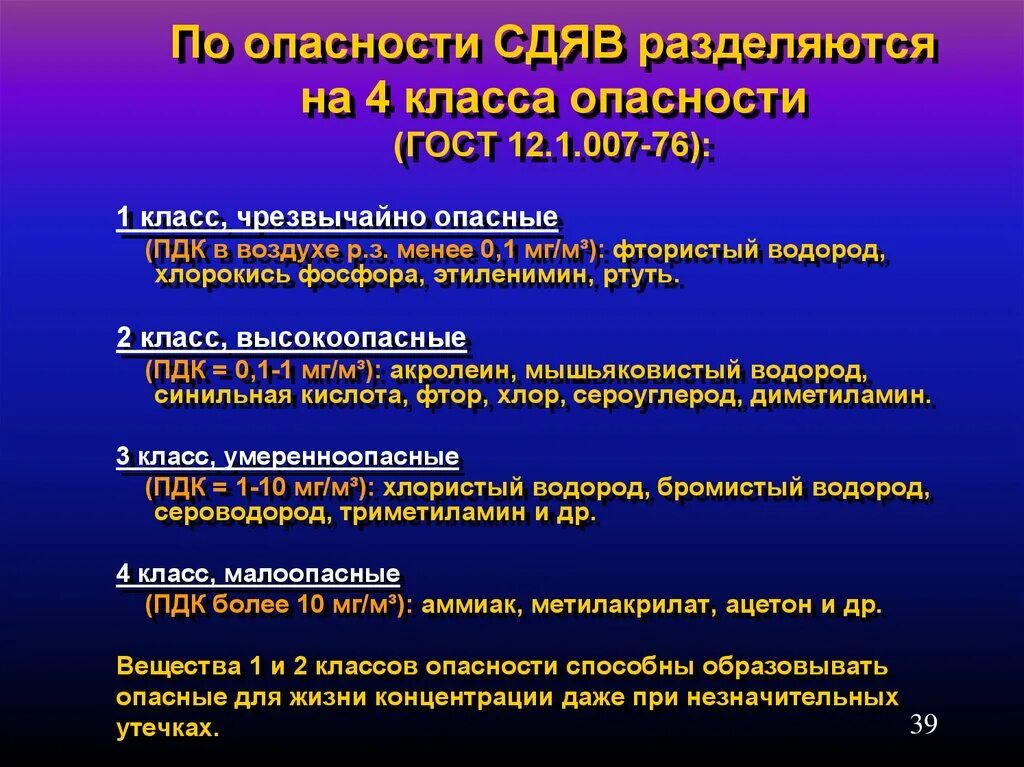 7 76 1. Класс опасности ГОСТ. Чрезвычайно опасные ПДК. СДЯВ разделяются на 4 класса опасности. ПДК 4 класса опасности.