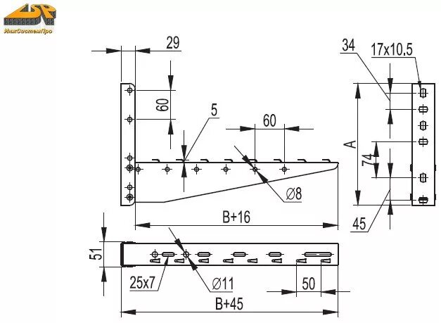 Консоль ml облегченная. Консоль DKC bbl5550. Кронштейн ДКС для лотка чертеж. Консоль с опорой bbl5550. Консоль с опорой ml для крепления проволочного лотка основанием 150 мм.