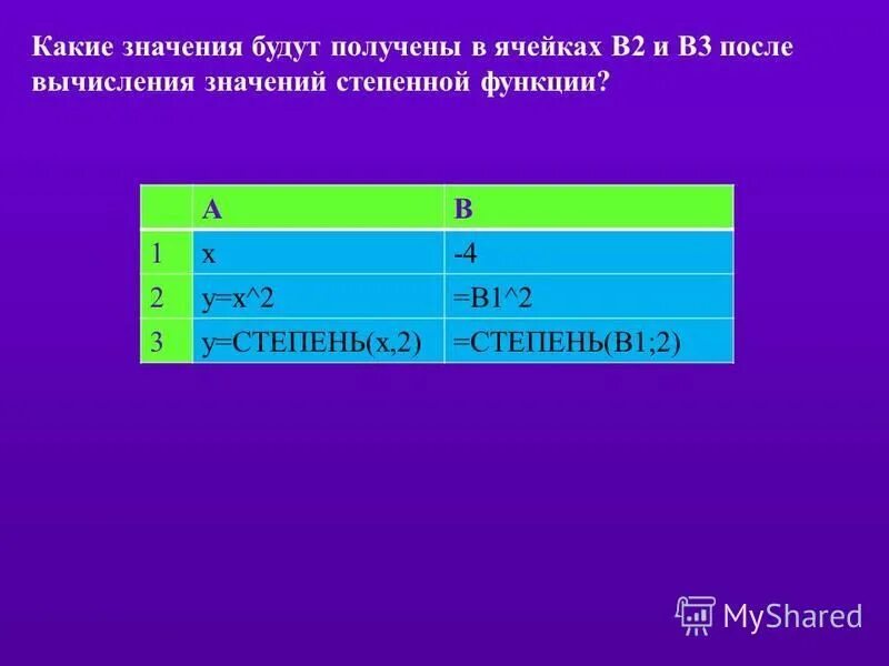 Используйте значения. Какие значения будут. Какие значения. Какие значения будут в ячейках. Какие значения будут получены в ячейках в2 и в3.