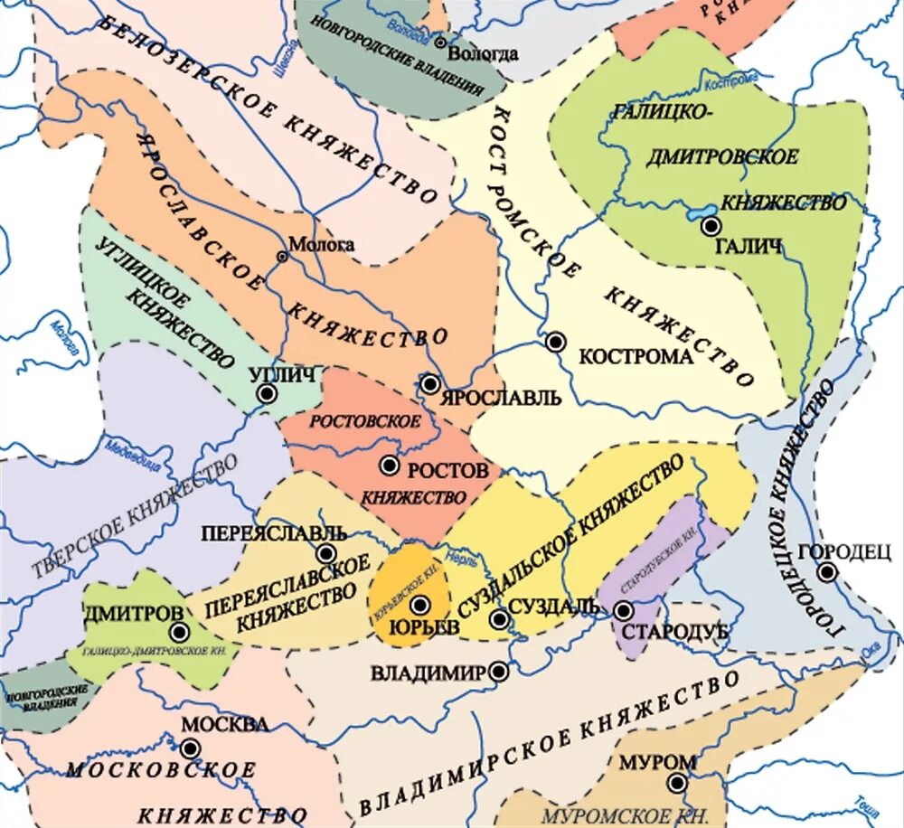 Владимирское княжество. Ростовское княжество в 11 веке. Галич-Мерьское княжество. Углич на карте древней Руси. Ростовское княжество в 12-13 веках.