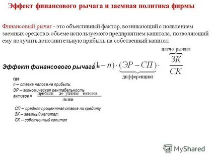 Финансовый рычаг формула по балансу