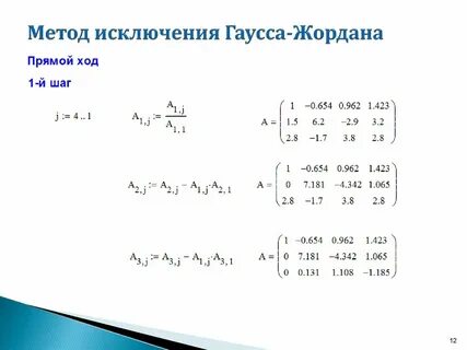 Метод джордано гаусса