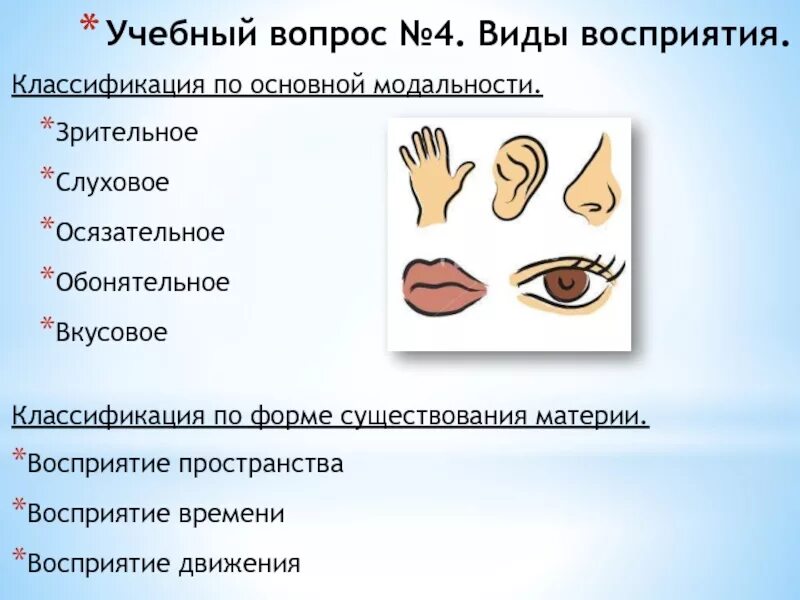 Слуховое восприятие форма восприятия. Виды модальности восприятия. Виды восприятия по основной модальности. Модальности возникающих образов. Виды восприятия по модальности и материи.