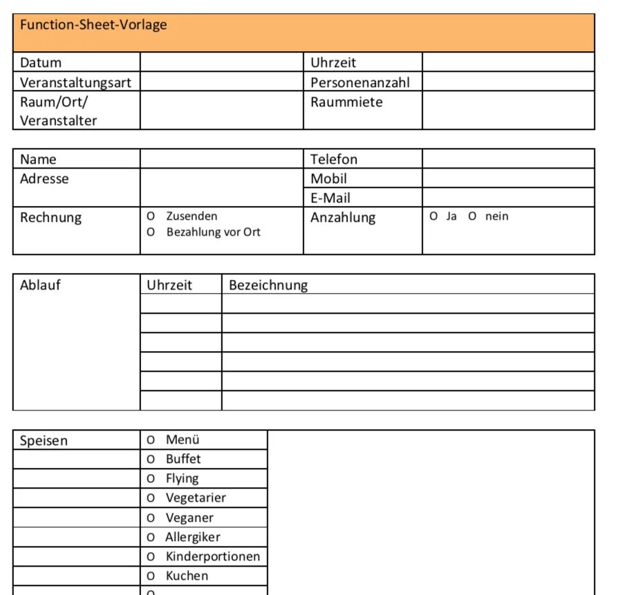 Live working sheet. Function sheet в отеле.