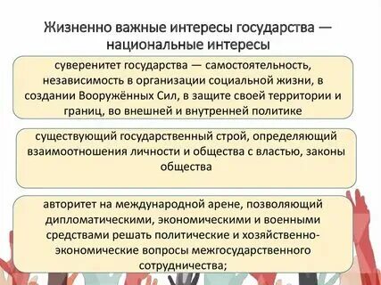К жизненно важным интересам государства относятся