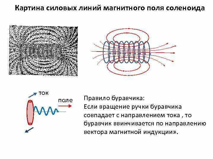 Определите направление тока в витках соленоида. Соленоид; картина магнитного поля соленоида с током. Картина силовых линий индукции магнитного поля. Линии индукции магнитного поля соленоида. Катушка с током направление линий магнитной индукции.