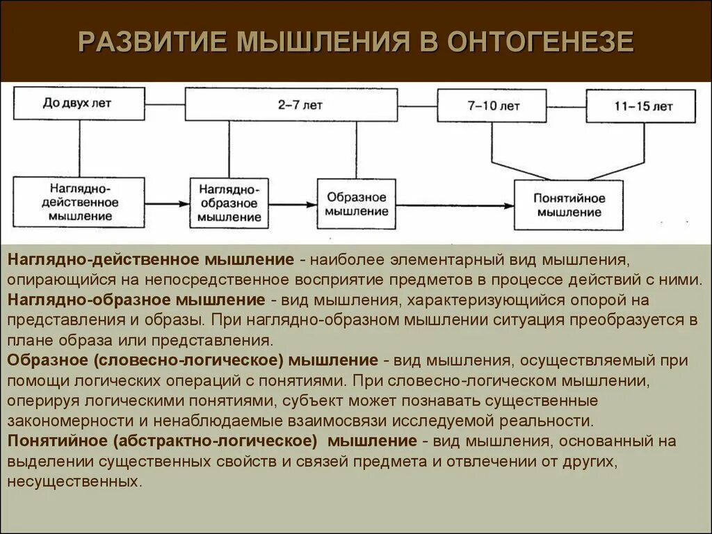 Память в онтогенезе. Развитие мышления в онтогенезе. Последовательность развития видов мышления в онтогенезе человека. Стадии формирования мышления. Этапы формирования мышления в онтогенезе.